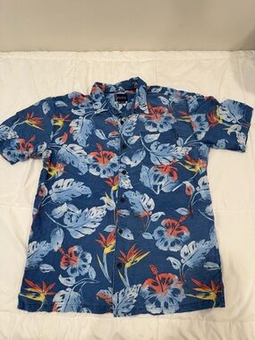 O'Neill Blue Tropical Print Short-Sleeve Shirt